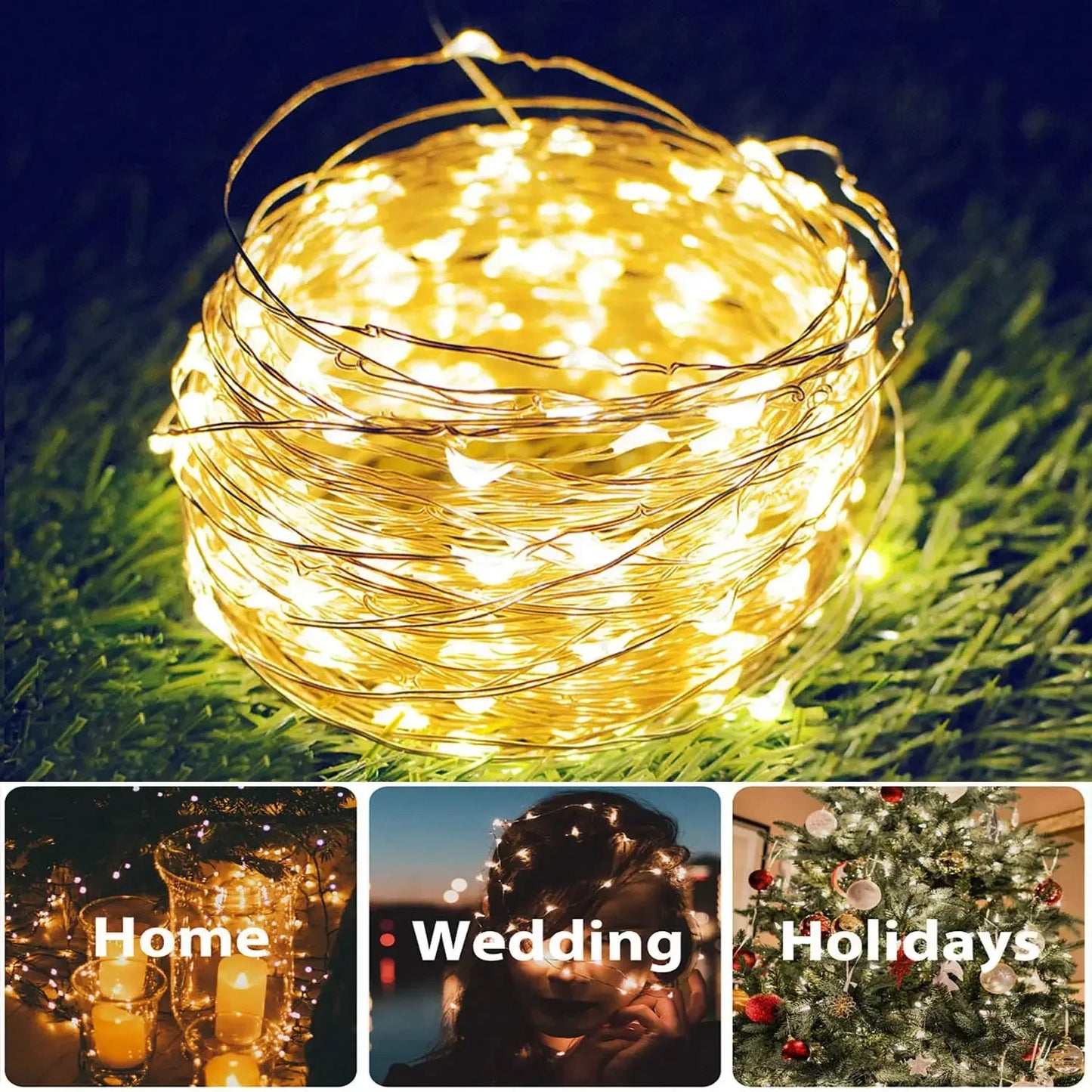 Auntie Glowria Solar Lighting Ultra Long 1000 LED Solar String Fairy Mini Light | Waterproof, Eco-Friendly | Outdoor Christmas Garland Decoration for Garden Party 100M/50M/10M/5M    ```