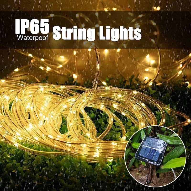 Auntie Glowria Solar Lighting 300 LED Solar Rope Strip Light | Waterproof, Eco-Friendly | Fairy Light Strings for Christmas Decor, Garden, Lawn, Tree, Yard, Fence, Pathway