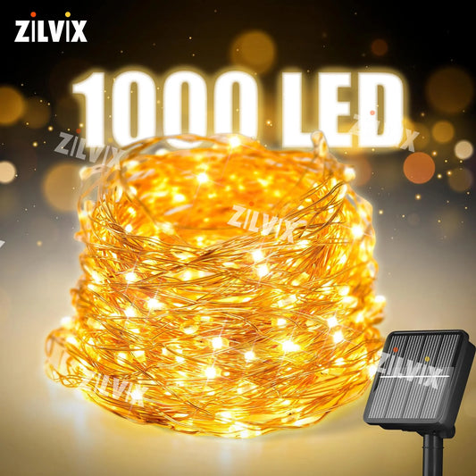 Auntie Glowria Solar Lighting Ultra Long 1000 LED Solar String Fairy Mini Light | Waterproof, Eco-Friendly | Outdoor Christmas Garland Decoration for Garden Party 100M/50M/10M/5M    ```