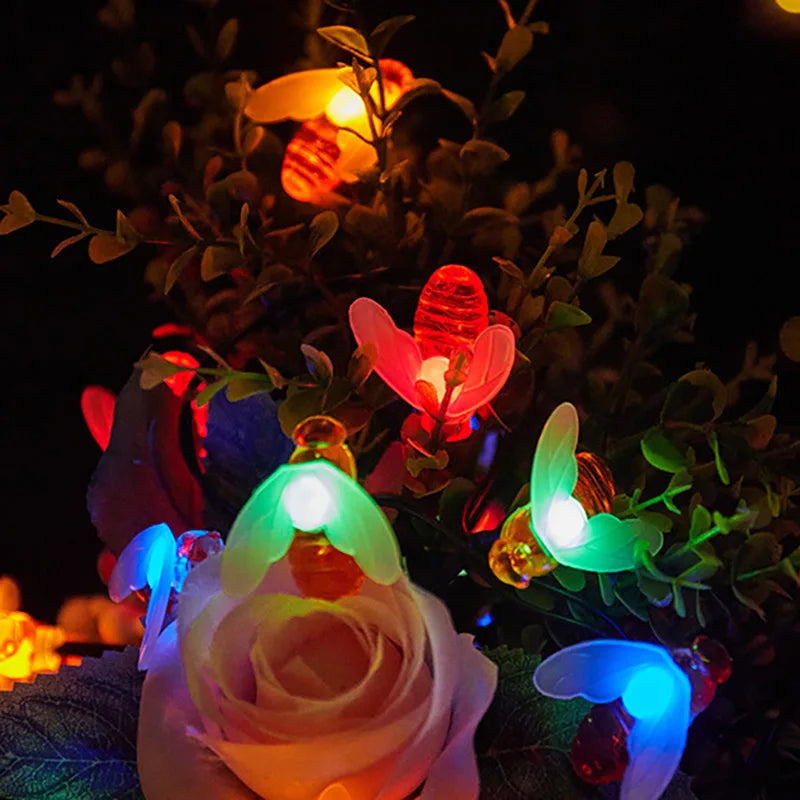 Auntie Glowria Solar Lighting 1pc 50 LED Solar Garden Lights, Honey Bee Fairy String Lights 7M | 8 Mode, Waterproof, Eco-Friendly | Outdoor Garden Lighting for Flower, Plant, Fence
