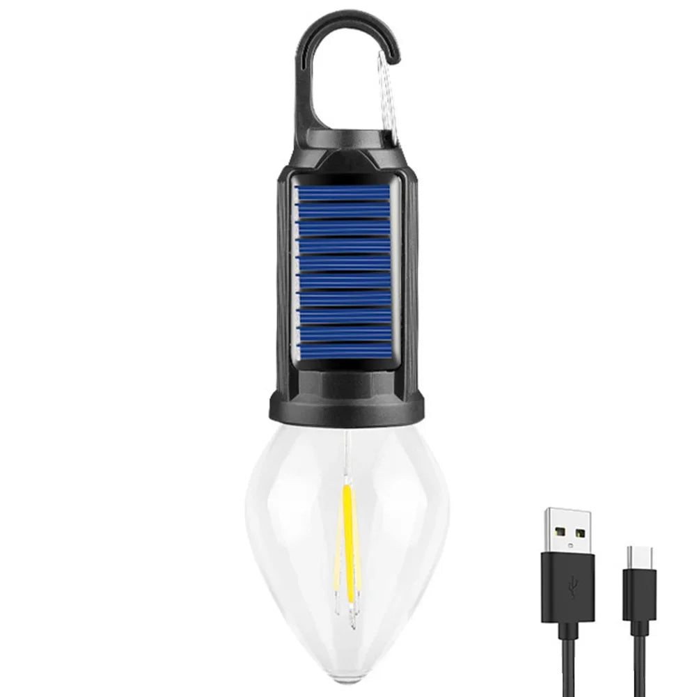 Auntie Glowria Solar Lighting Powered LED Lightbulb Lamp | USB Charging, Waterproof, Eco-Friendly | Portable Handheld 100LM for Outdoor BBQ, Camping