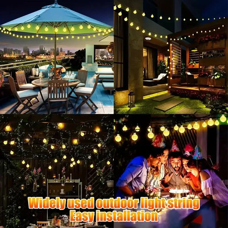 Auntie Glowria Solar Lighting String Lights 100 LED Crystal Globe Solar Lights | IP65 Waterproof, Eco-Friendly | 8 Modes for Garden, Tree, Plant, Wedding, Patio, Party Decor