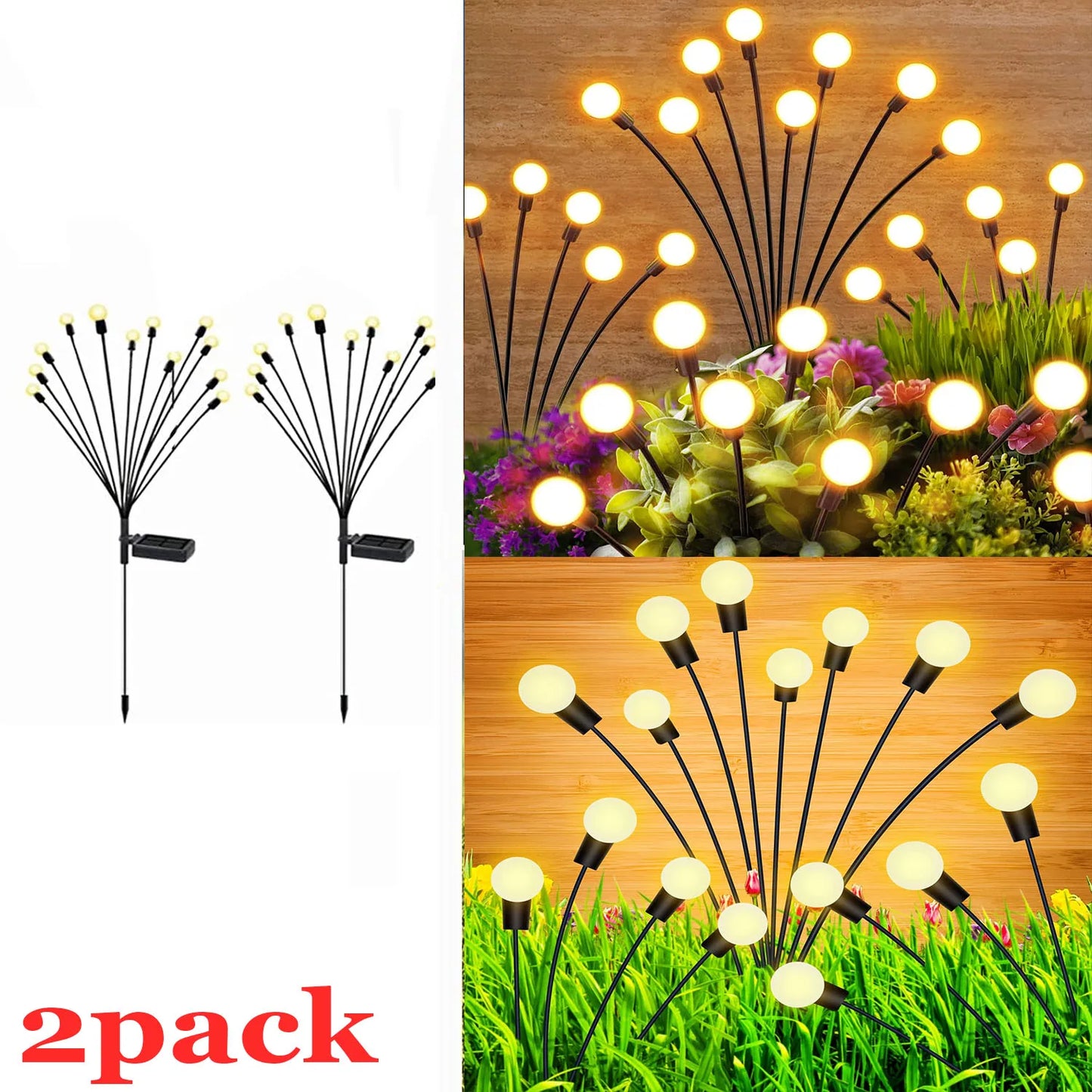 Auntie Glowria Solar Lighting LED Solar Powered Garden Lights | Eco-friendly, Waterproof | Vibrant Swaying Firefly Lights for Patio & Pathway