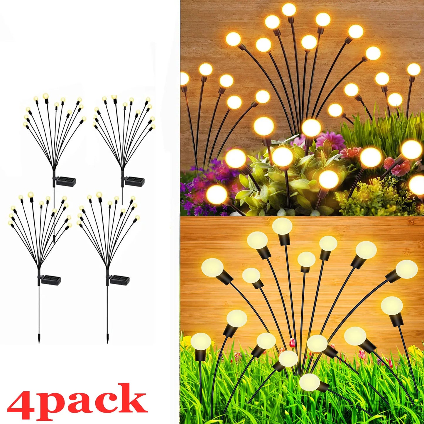 Auntie Glowria Solar Lighting LED Solar Powered Garden Lights | Eco-friendly, Waterproof | Vibrant Swaying Firefly Lights for Patio & Pathway