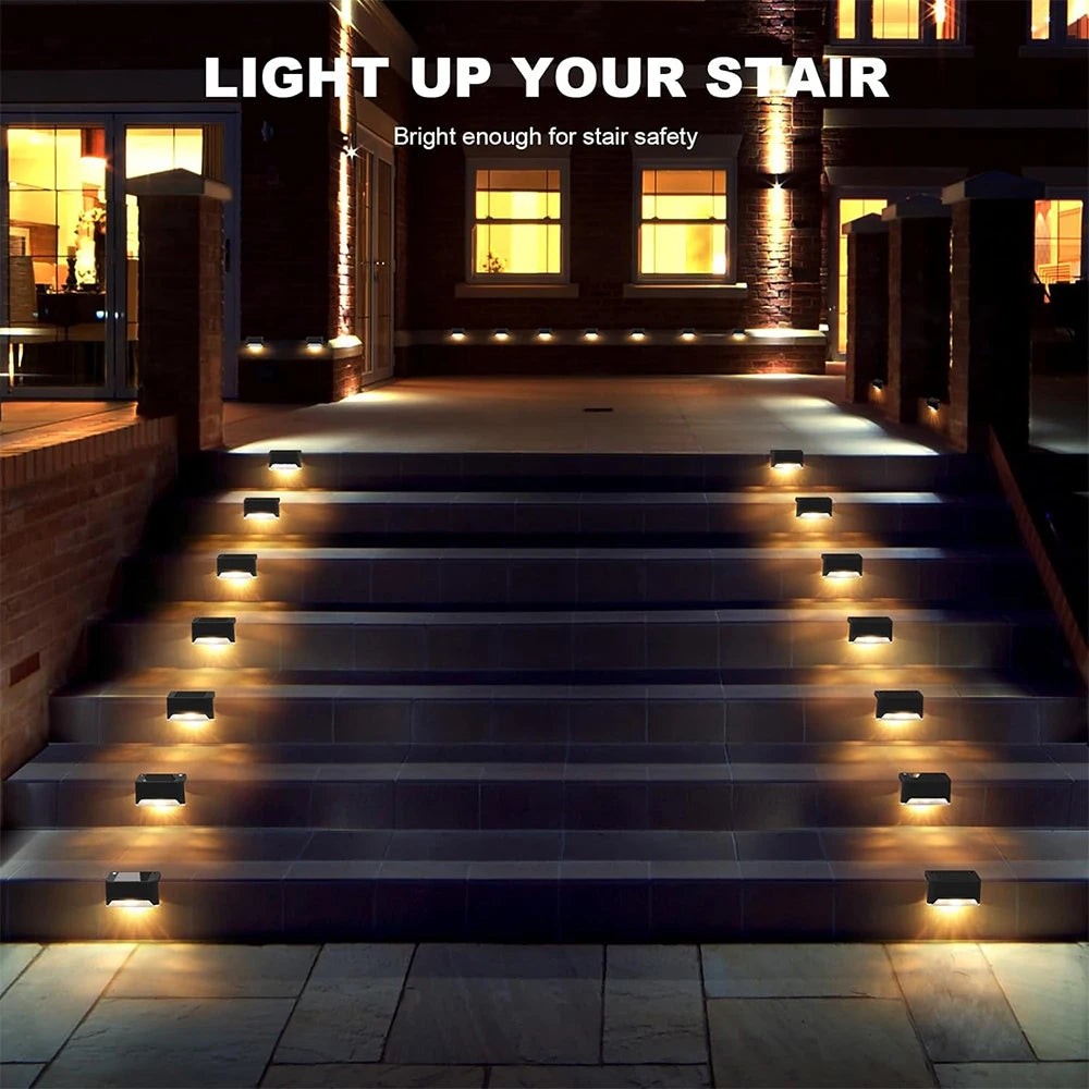 Auntie Glowria Solar Lighting Warm White LED Solar Step Lamp | Waterproof, Eco-Friendly | Outdoor Garden Lights for Path, Stair, Balcony, Patio, Fence Decoration