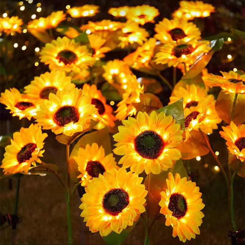 Auntie Glowria Outdoor Solar Lighting Solar Simulation Sunflower Light 1/3 Heads | Waterproof, Eco-Friendly | Lawn Lights, Landscape Lamp for Home, Party, Yard Decor, Flower Plant Lighting    ```