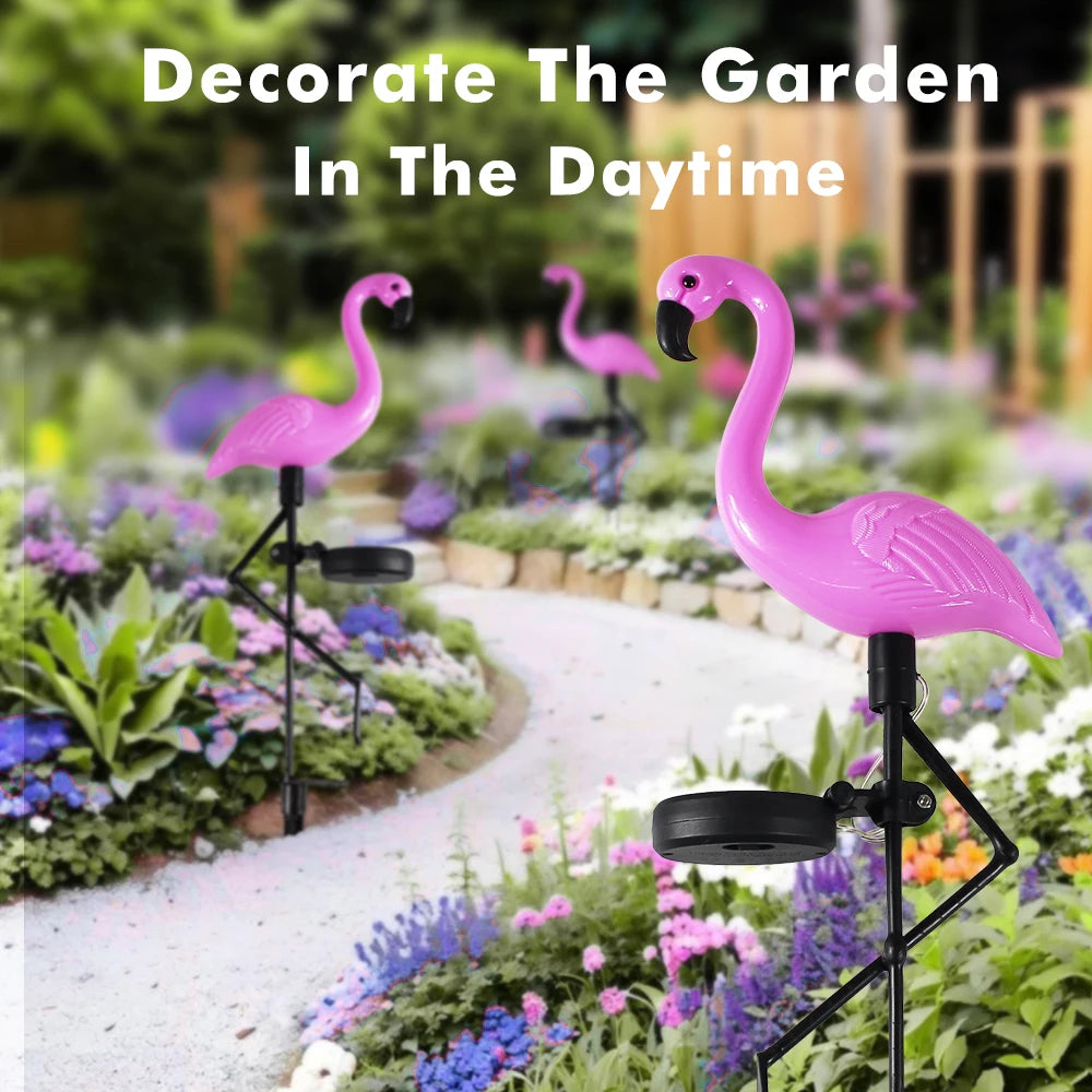 Auntie Glowria Solar Lighting Pink Flamingo Garden Decor | Eco-friendly, Waterproof | Outdoor Landscape Lights for Lawn, Patio, Walkway, Pathway Decoration