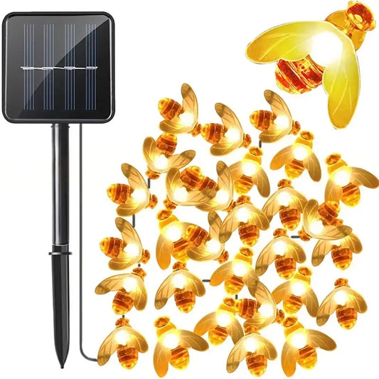 Auntie Glowria Solar Lighting 1pc 50 LED Solar Garden Lights, Honey Bee Fairy String Lights 7M | 8 Mode, Waterproof, Eco-Friendly | Outdoor Garden Lighting for Flower, Plant, Fence